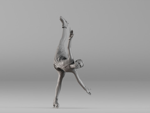 S00086 Figure Skater in Elegant Pose Modèles 3D en vedette