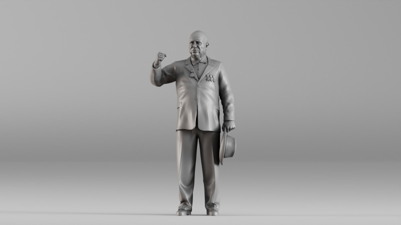S00026 Nikita Khrushchev 3dp Modèles 3D en vedette .c4d .max .obj .3ds .fbx .stl .blend