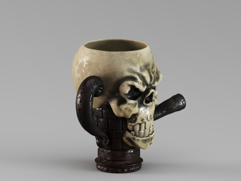 S00070 Skull Mug with Cigar 3D Modell