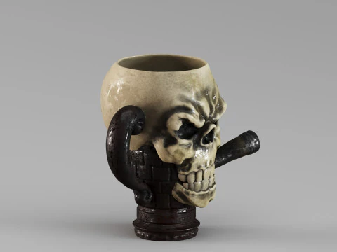 S00070 Skull Mug with Cigar 3D Model