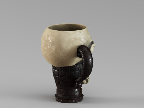 S00070 Skull Mug with Cigar 3D Modell