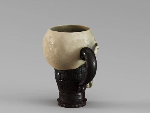 S00070 Skull Mug with Cigar 3D Model