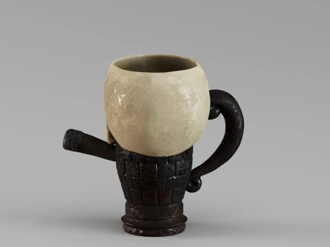 S00070 Skull Mug with Cigar 3D Model