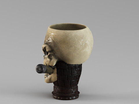 S00070 Skull Mug with Cigar 3D Modell