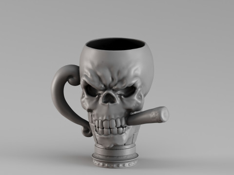 S00070 Skull Mug with Cigar 3dp Modelo de impresión 3D
