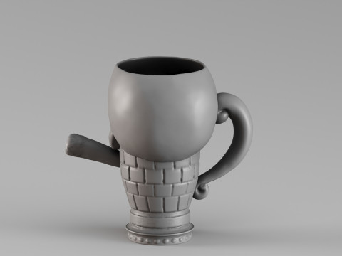 S00070 Skull Mug with Cigar 3dp 3D Baskı Modeli
