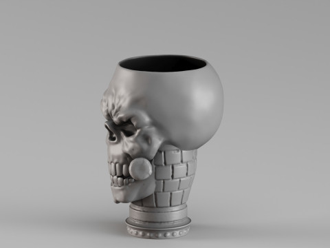 S00070 Skull Mug with Cigar 3dp 3D Baskı Modeli