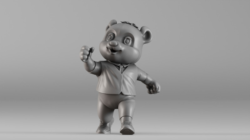 S00094 Cartoon Panda Character 3D Print Model .c4d .max .obj .3ds .fbx .stl .blend