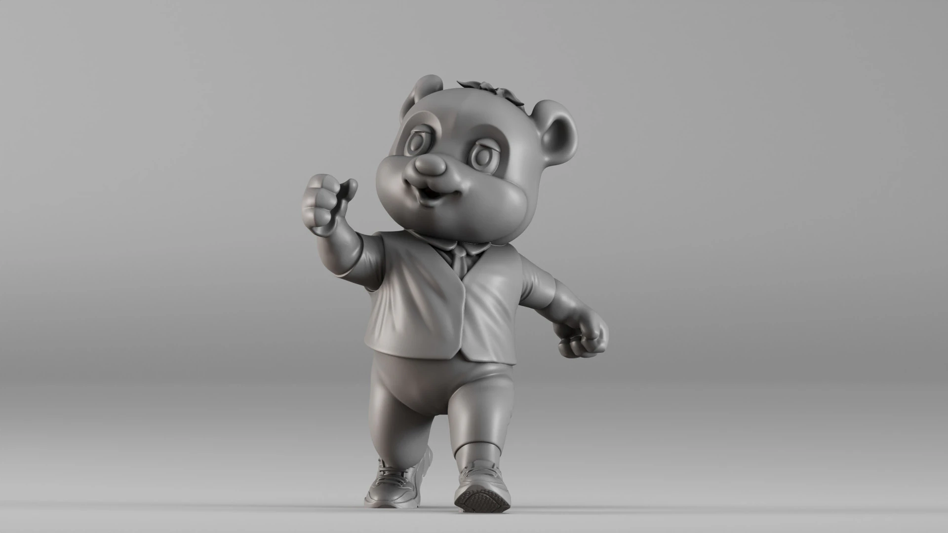 S00094 Cartoon Panda Character 3D Print Model .c4d .max .obj .3ds .fbx .stl .blend 