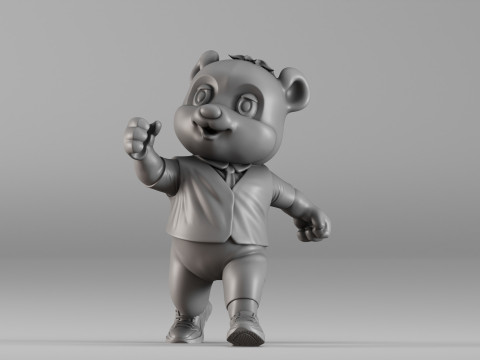 S00094 Cartoon Panda Character Model do druku 3D