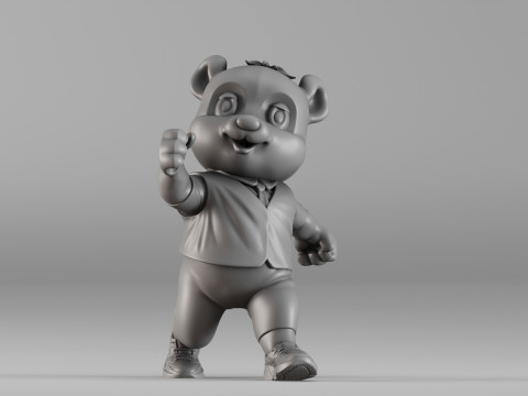 S00094 Cartoon Panda Character 3D Print Model