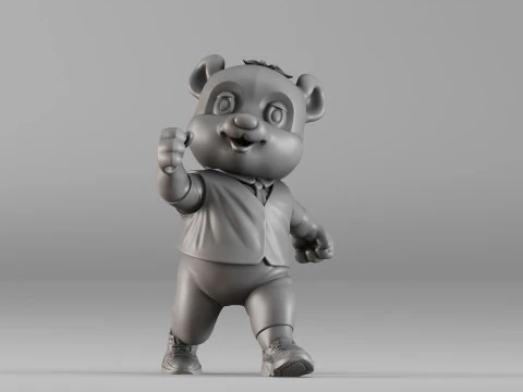 S00094 Cartoon Panda Character 3D Print Model