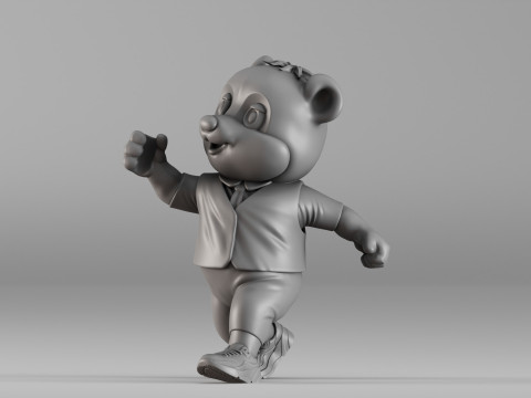S00094 Cartoon Panda Character 3D Print Model