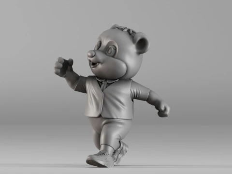 S00094 Cartoon Panda Character 3D Print Model