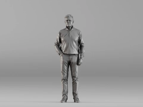 S00090 Staande man in vrijetijdskleding 3D printmodel