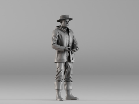 001660 Fisherman Standing Modelo de impresión 3D