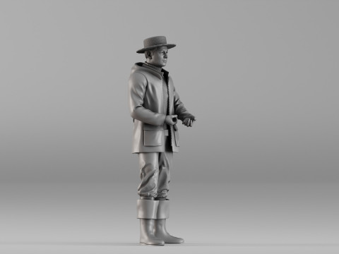 001660 Fisherman Standing Modello di stampa 3D