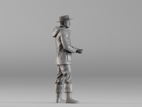 001660 Fisherman Standing Modello di stampa 3D