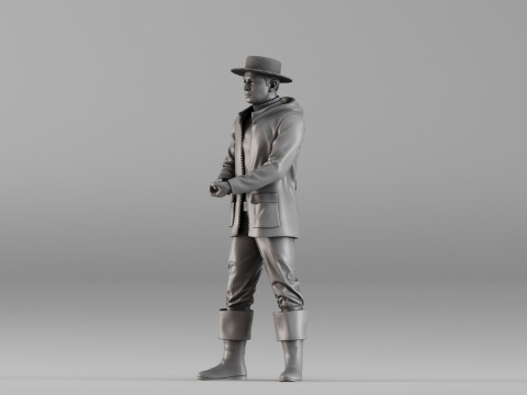 001660 Fisherman Standing Modello di stampa 3D