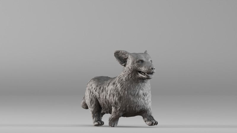 S00098 Corgi Dog 3D Print Model .c4d .max .obj .3ds .fbx .stl .blend