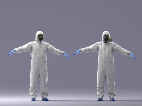 000343 Disinfector in Protective Suit T-pose 0329 3D मॉडल