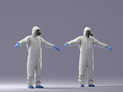 000343 Disinfettore in tuta protettiva T-pose 0329 Modello 3D