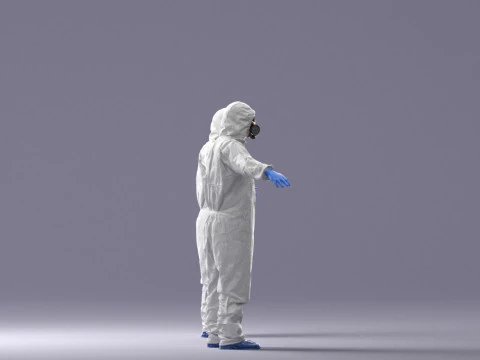 000343 Disinfettore in tuta protettiva T-pose 0329 Modello 3D