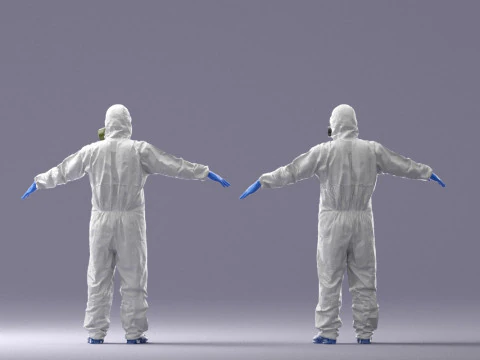 000343 Disinfettore in tuta protettiva T-pose 0329 Modello 3D