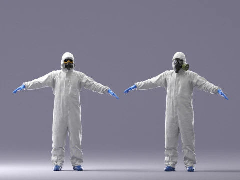 000343 Disinfettore in tuta protettiva T-pose 0329 Modello 3D