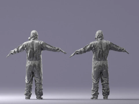 000343 Disinfettore in tuta protettiva T-pose 0329 Modello 3D