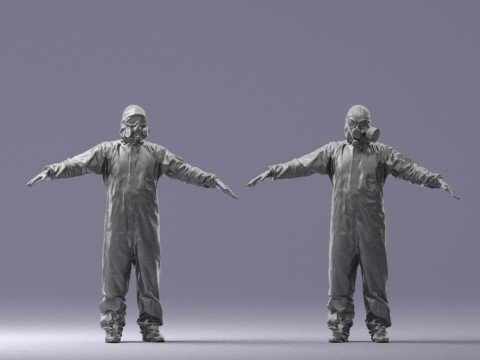 000343 Disinfector in Protective Suit T-pose 0329 3D Принт Модель