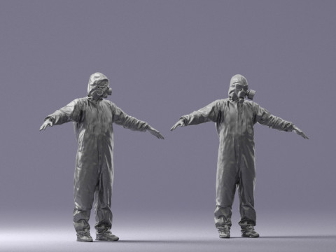 000343 Desinfektionsgerät im Schutzanzug T-Pose 0329 3D Druckmodell
