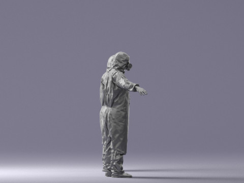 000343 Desinfektionsgerät im Schutzanzug T-Pose 0329 3D Druckmodell