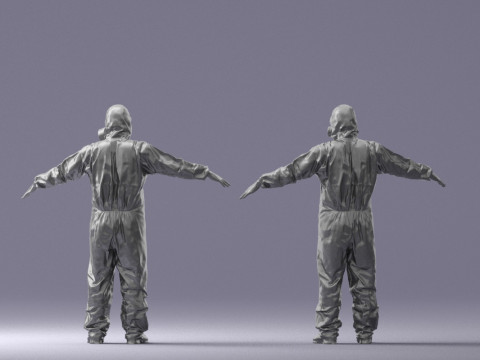 000343 Desinfektionsgerät im Schutzanzug T-Pose 0329 3D Druckmodell