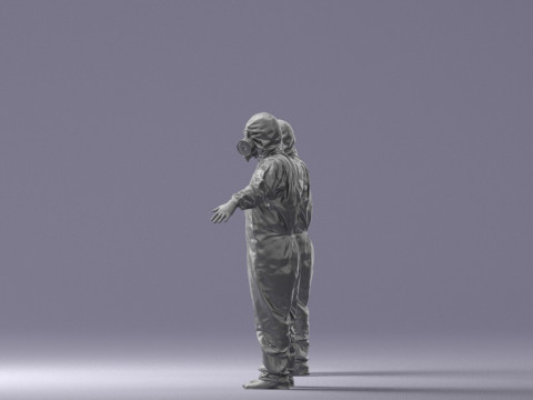 000343 Desinfektionsgerät im Schutzanzug T-Pose 0329 3D Druckmodell