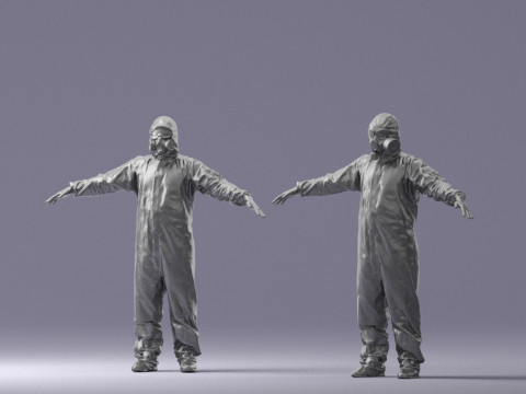 000343 Desinfektionsgerät im Schutzanzug T-Pose 0329 3D Druckmodell