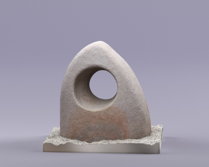 S00091 Dairesel Açıklıklı Soyut Taş Heykel 3D Model .c4d .max .obj .3ds .fbx .stl .blend
