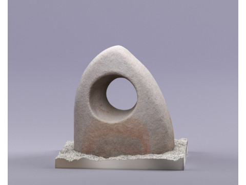S00091 Abstract Stone Sculpture with Circular Opening 3D मॉडल