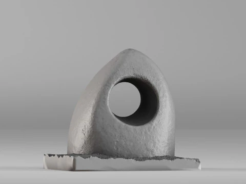 S00091 Abstract Stone Sculpture with Circular Opening 3dp 3D Print Model