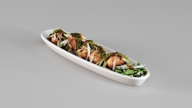 Comida de aperitivo S00102 Takoyaki Modelo 3D .c4d .max .obj .3ds .fbx .stl .blend 