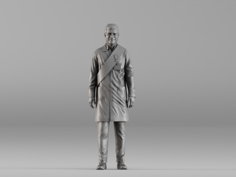 S00040 Man in lange jas met medaille en sjerp 3D printmodel