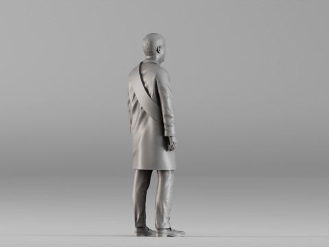 S00040 メダルと帯を持ったロングコートの男 3Dプリントモデル