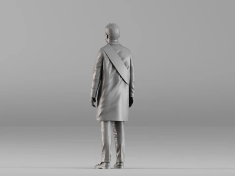 S00040 Man in a Long Coat with a Medal and Sash 3D Print Model