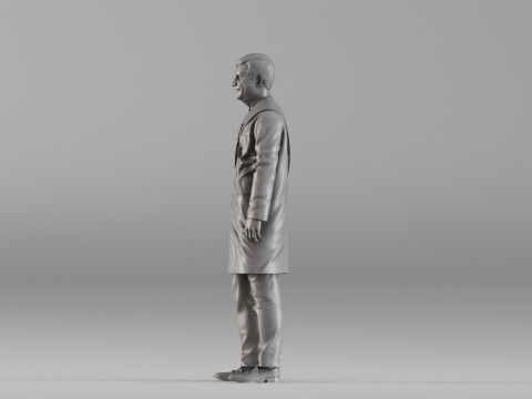 S00040 メダルと帯を持ったロングコートの男 3Dプリントモデル