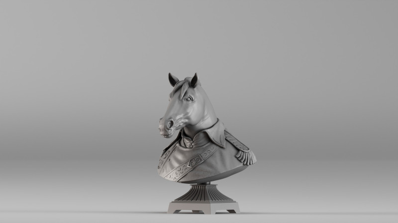 S00060 At Büstü Heykeli 3D Baskı Modeli .c4d .max .obj .3ds .fbx .stl .blend 