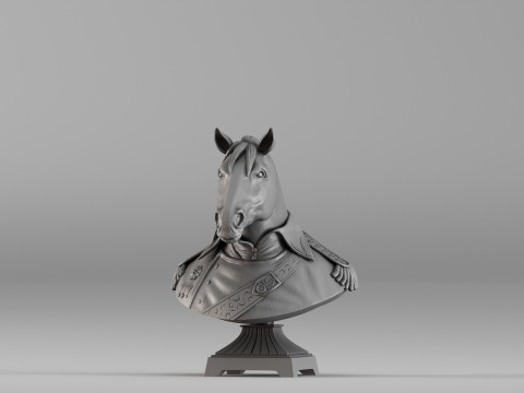 S00060 At Büstü Heykeli 3D Baskı Modeli