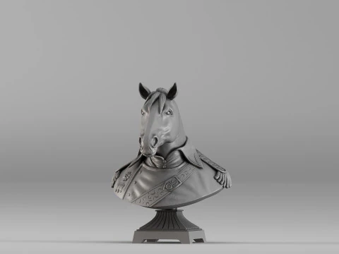 S00060 Horse Bust Statue 3D Print Model