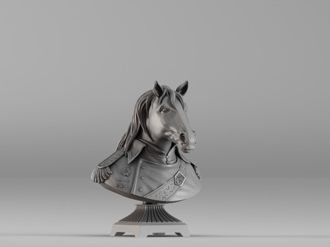 S00060 At Büstü Heykeli 3D Baskı Modeli