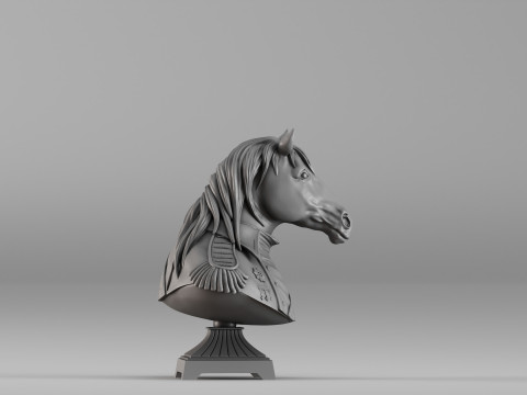 S00060 At Büstü Heykeli 3D Baskı Modeli