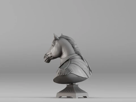 S00060 Horse Bust Statue 3D Print Model